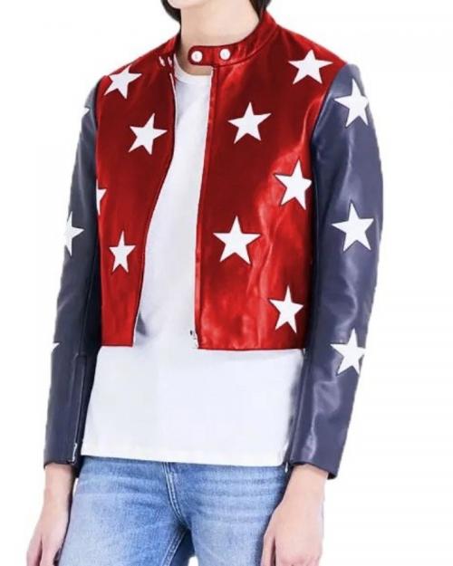 Cropped American Flag Jacket For Women