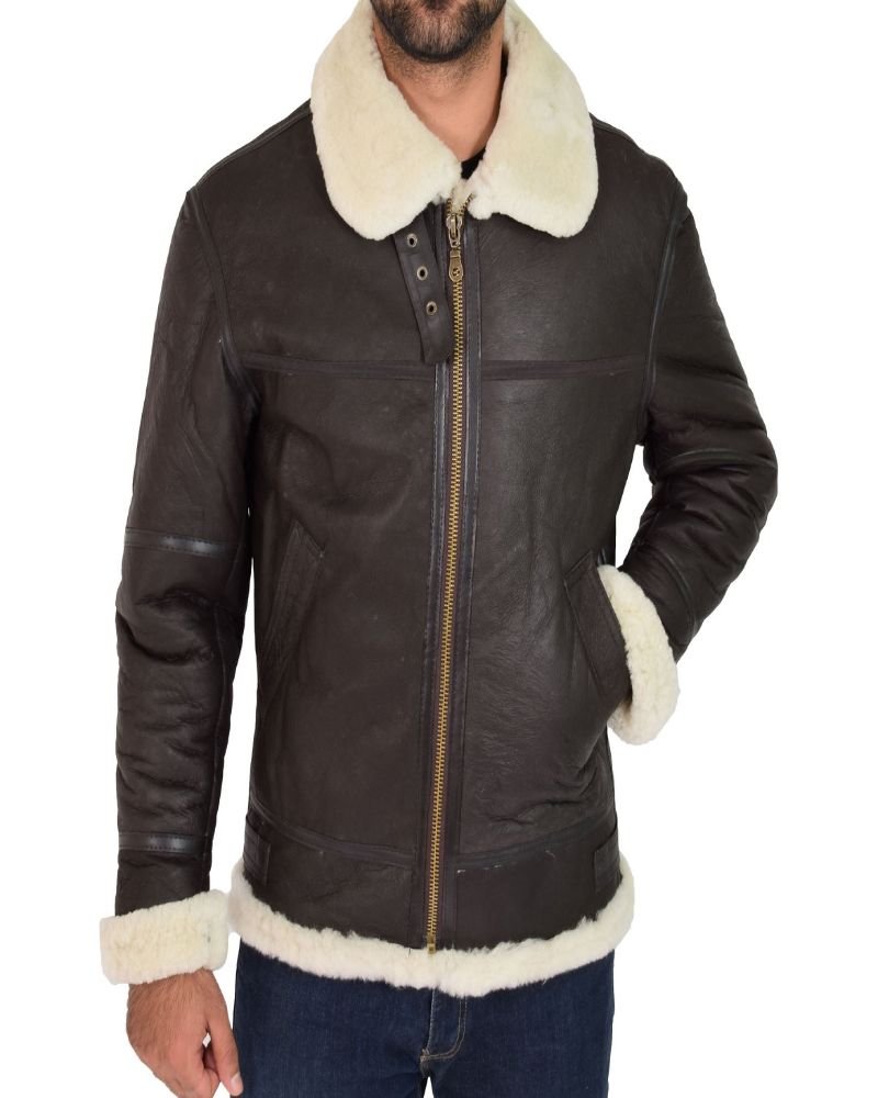  Jet Black B3 Bomber Jacket For Men - Buy shearling jacket