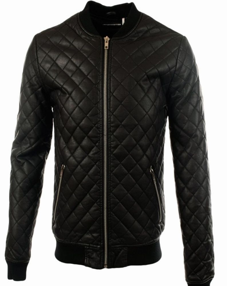 Shop TJ Design Hand made Black Quilted Bomber Jacket - Buy 50% discount ...