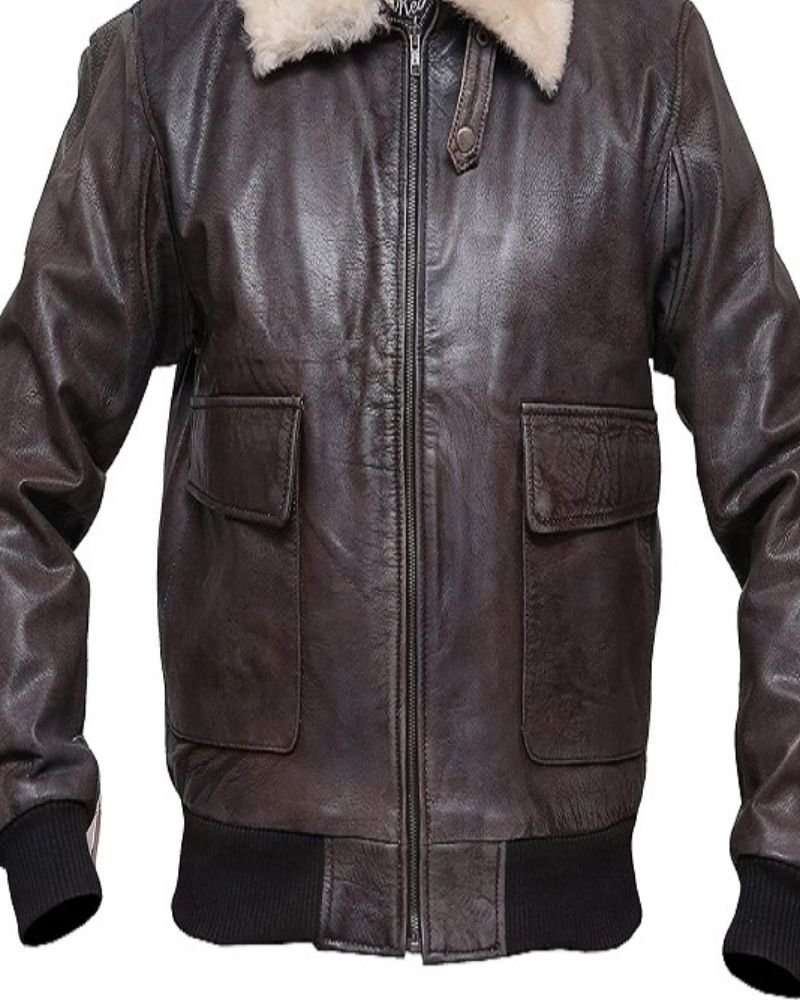 Men Leather Bomber Aviator Flight Jacket 