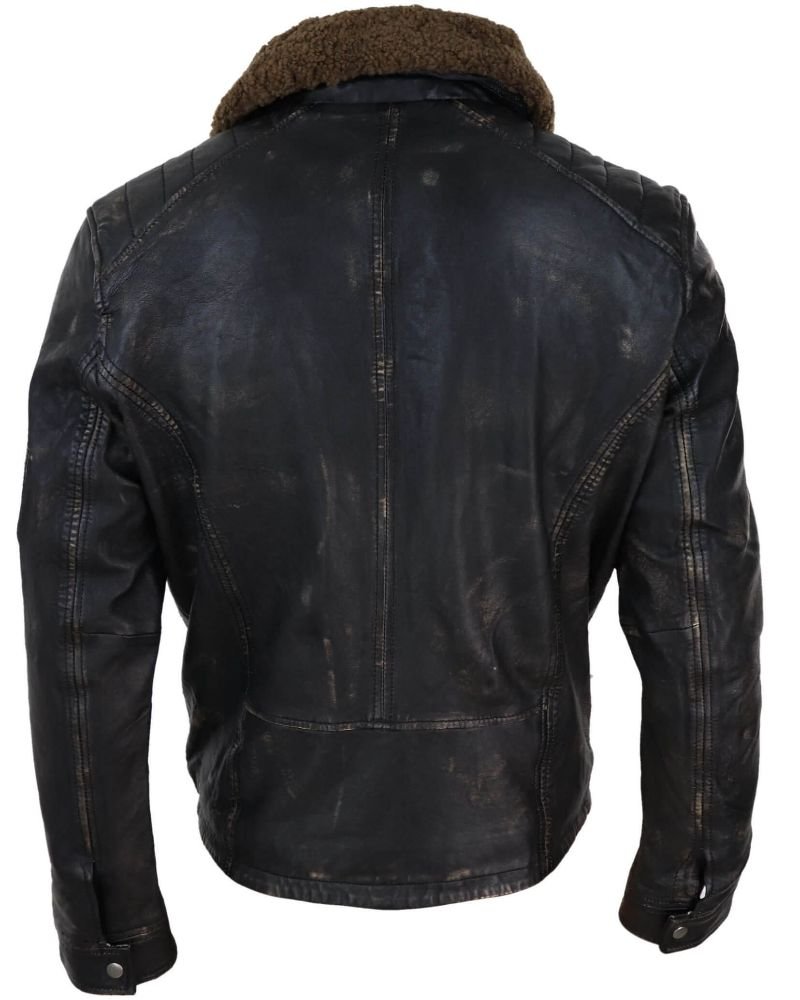 Mens Vintage Logo Leather Jacket