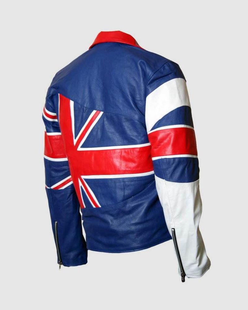 Union Jack Flag Leather Jacket for Men