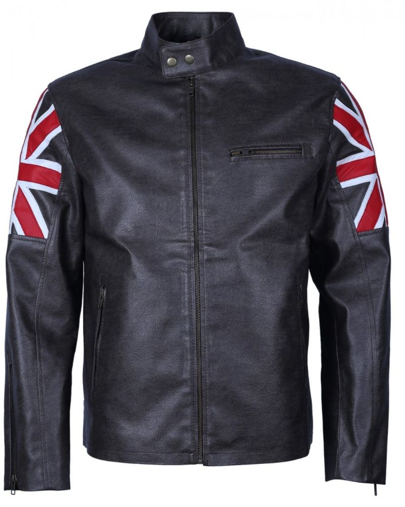 Buy Men Biker Union Jack Original Leather Jacket UK - shop Uk Flag Men ...