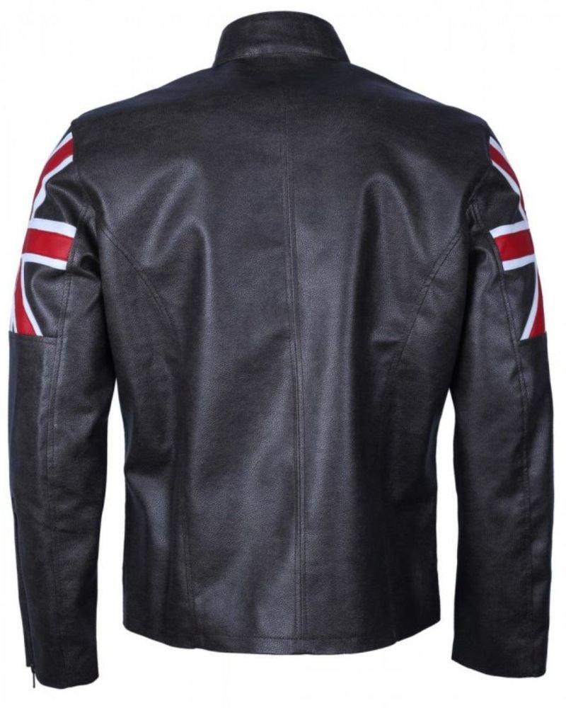 Uk Flag Men Black Leather Jacket 