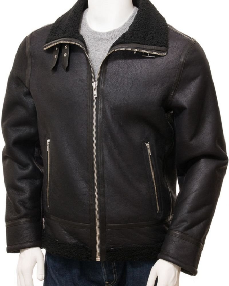   Black Shearling B3 Leather Jacket for Men