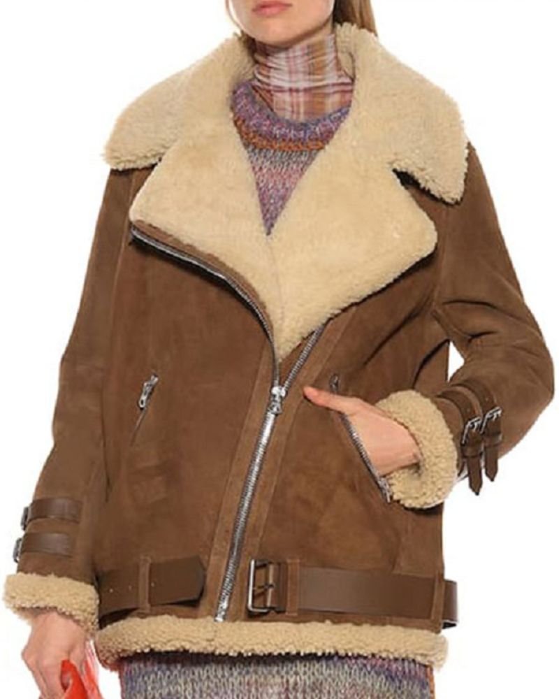 Brown Suede Shearling Jacket