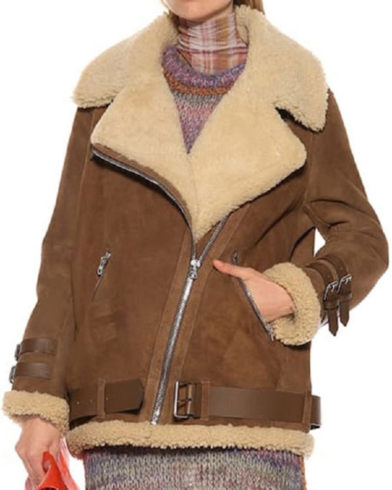 Brown Suede Shearling Jacket