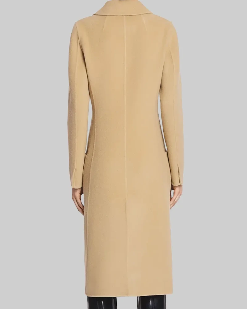 Classic Beige Wool Coat Inspired by Angelina Jolie – Effortless Elegance