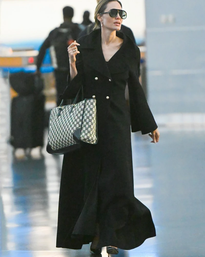 Angelina Jolie-Inspired Black Trench Coat – Sophisticated & Bold Look