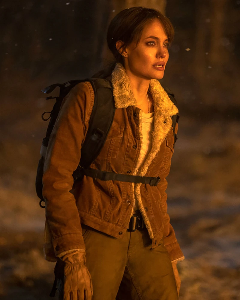 Angelina Jolie’s Adventure-Ready Shearling Jacket from Those Who Wish Me Dead