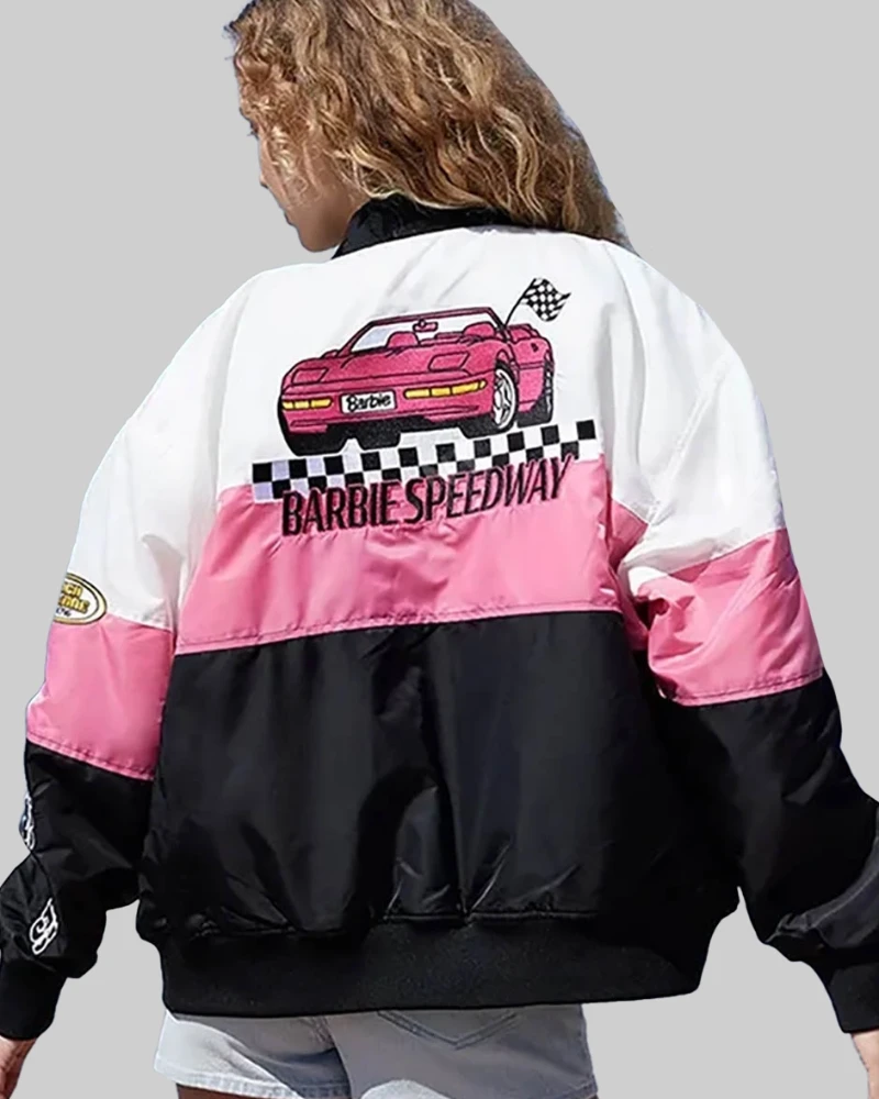 Retro Chic: Barbie’s Bomber Jacket That Redefines Racing Style