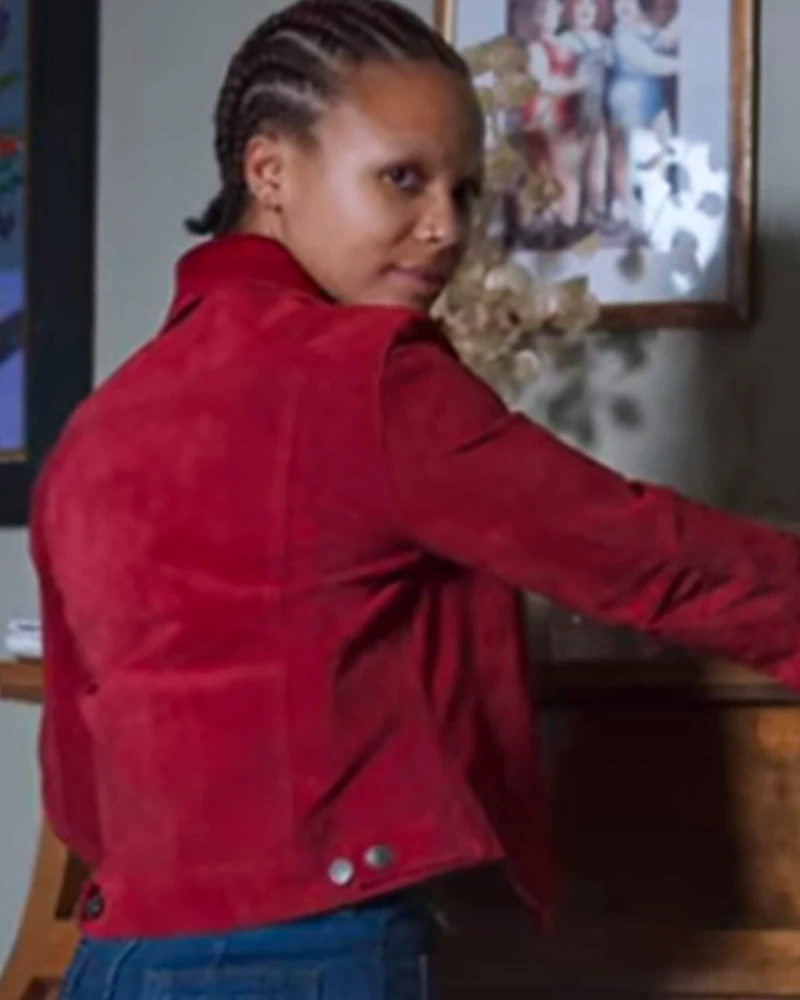 Get the Black Mirror Look with Myha’la Herrold’s Red Trucker Jacket