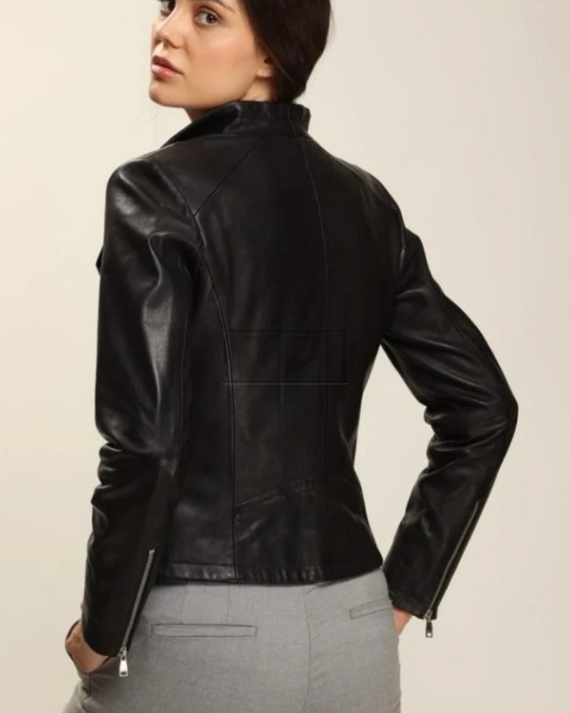 Absolute Black Lambskin Leather Jacket For Women - image 2