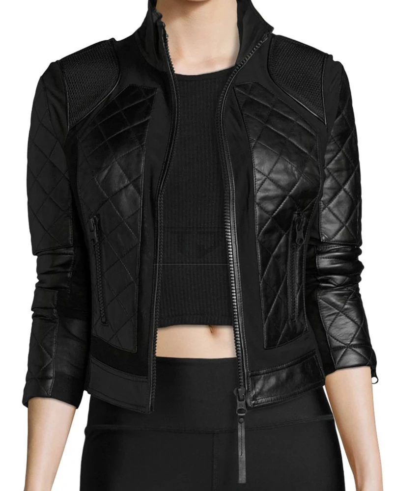 Women Stylish PU Bomber Jacket - image 1