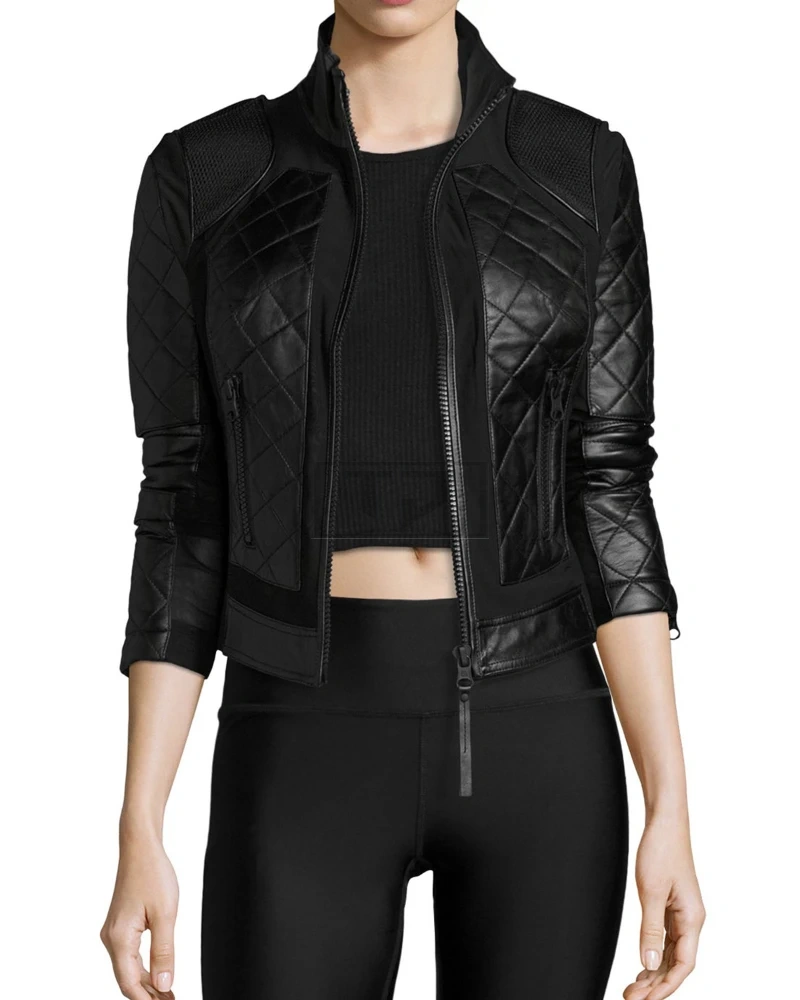 Women Stylish PU Bomber Jacket - image 2