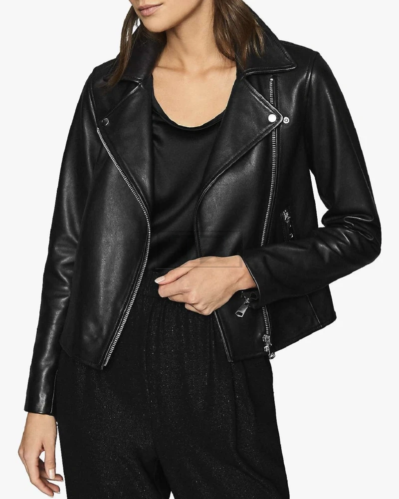 Women Basic Black Leather Jacket - image 1