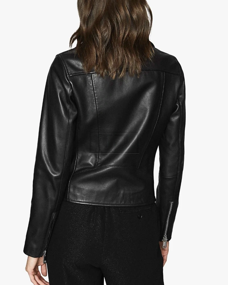 Women Basic Black Leather Jacket - image 2