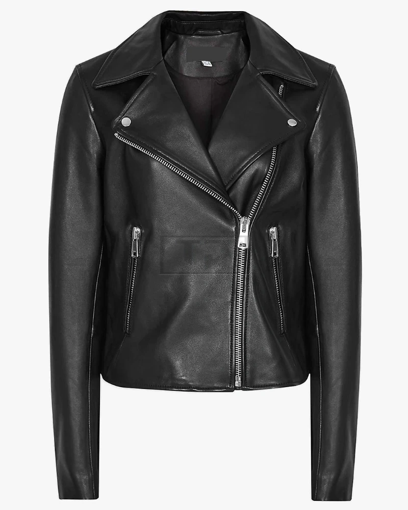 Women Basic Black Leather Jacket - image 6