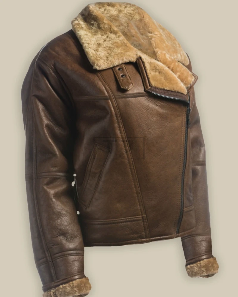 Women Brown Shearling Leather Jacket - image 3