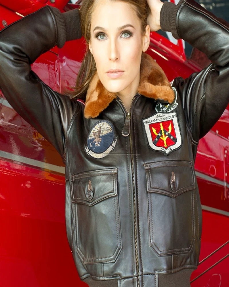 Women Top Gun Shearling Jacket - image 1