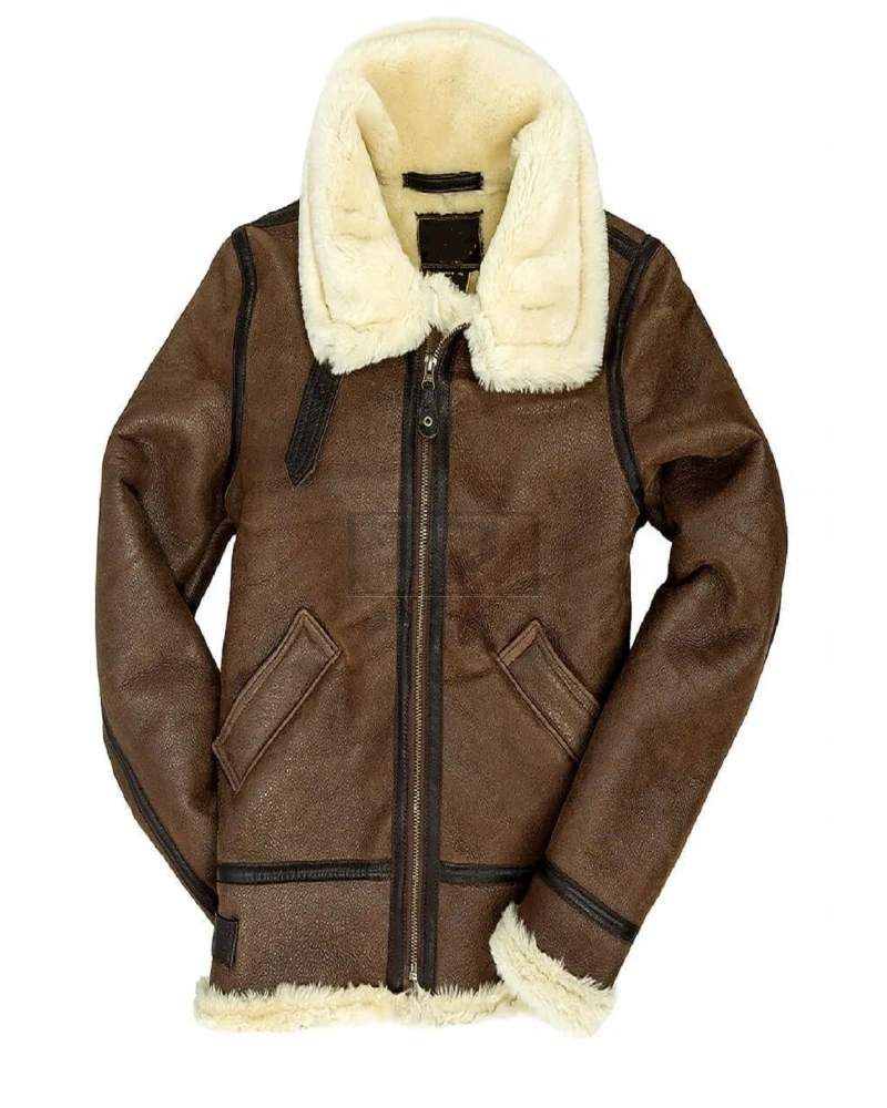 Women Brown B3 Shearling Jacket - image 3