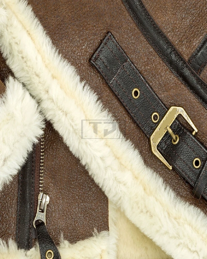 Women Brown B3 Shearling Jacket - image 5