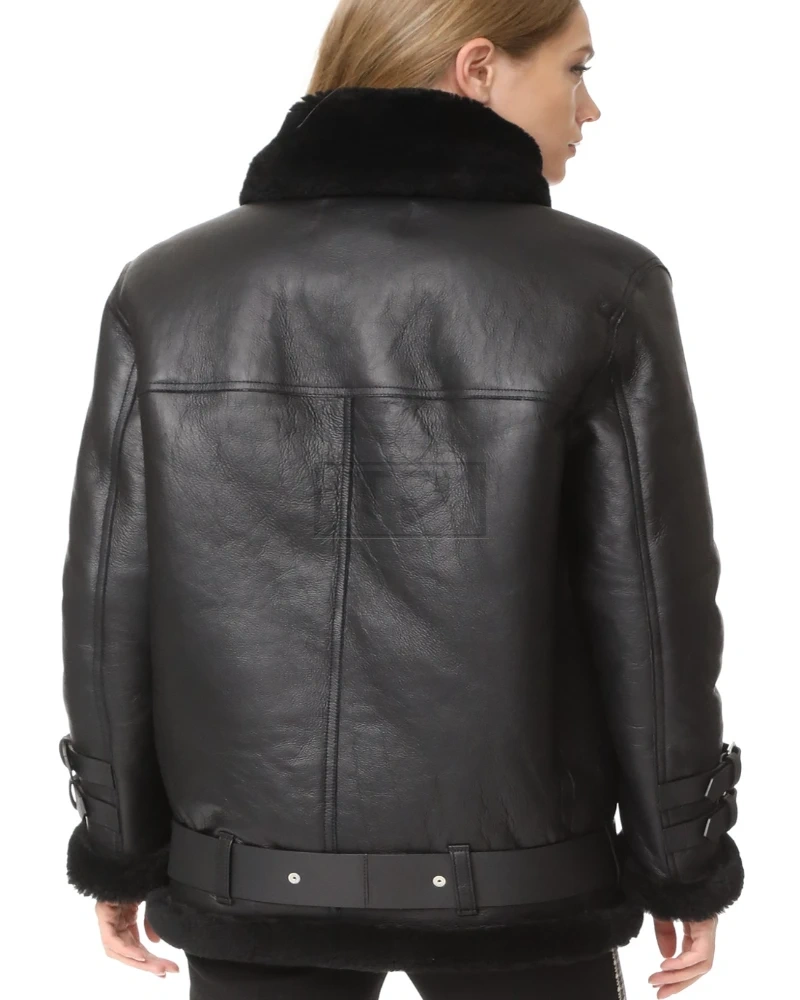 Women Black B3 Shearling Jacket - image 2