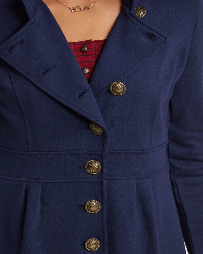 Women Royal Blue Wool Coat - image 4