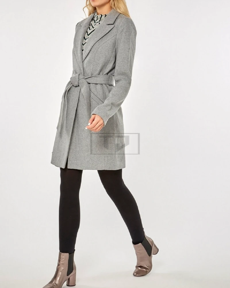 Women Grey Wool Trench - image 1