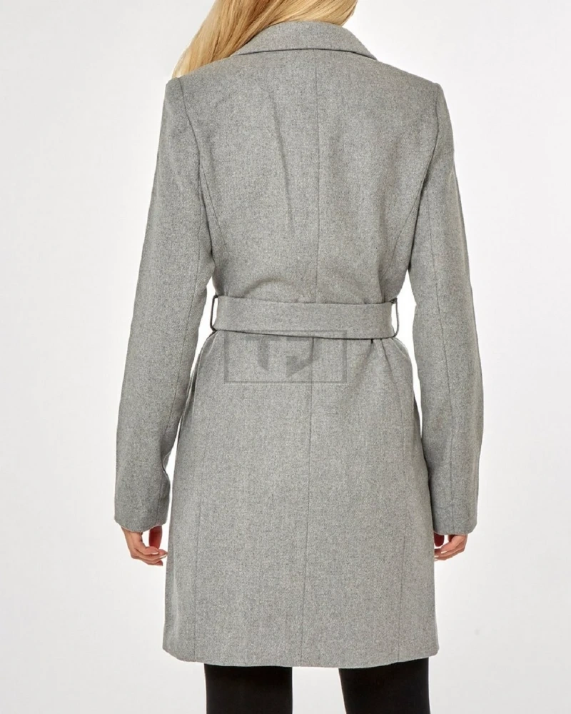 Women Grey Wool Trench - image 2