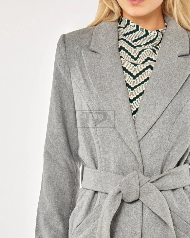 Women Grey Wool Trench - image 4