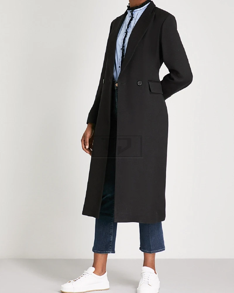 Women Rich Black Wool Coat - image 3