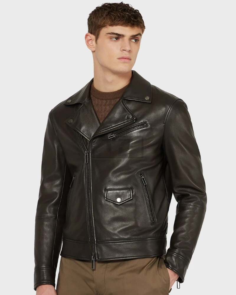 Men Dark Brown Leather Jacket - image 1