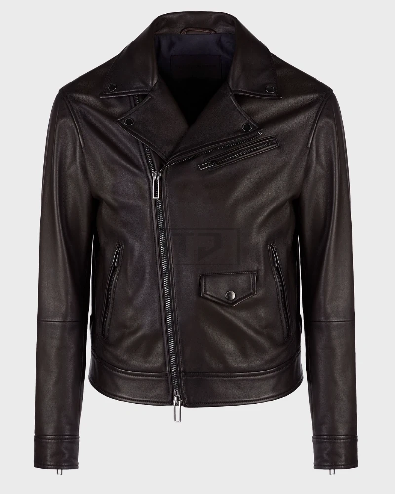 Men Dark Brown Leather Jacket - image 2