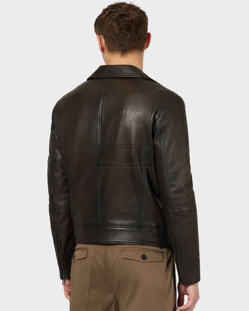 Men Dark Brown Leather Jacket - image 5