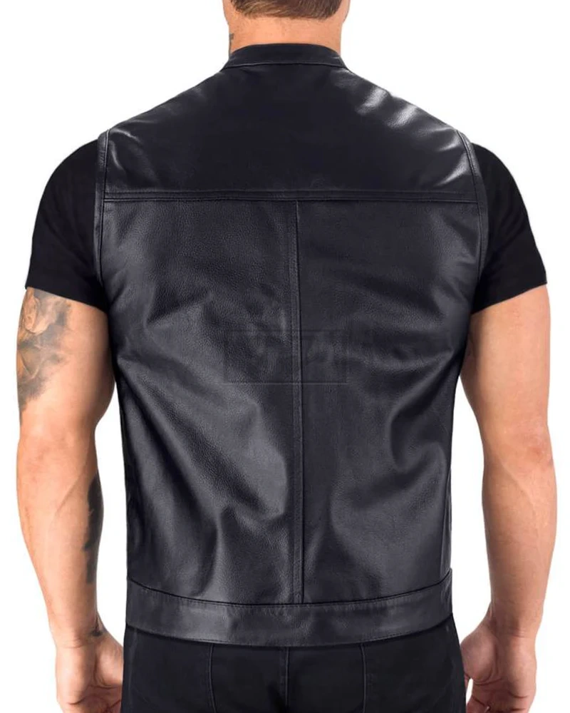 Dapper Black Biker Leather Vest - image 3