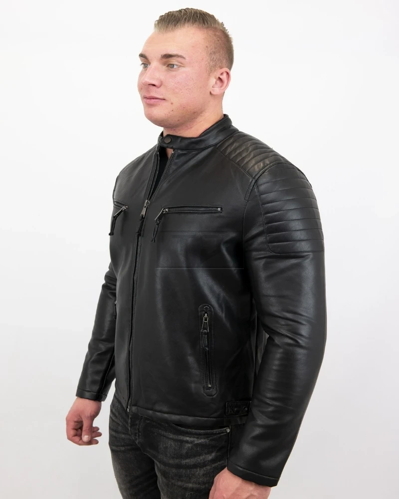 Cafe Racer Biker Leather Jacket - image 2