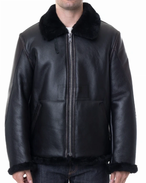 Men's Sheepskin B3 Jacket In Black