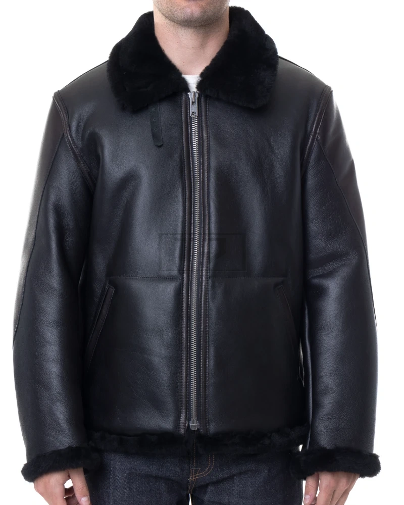 Men's Sheepskin B3 Jacket In Black - image 1