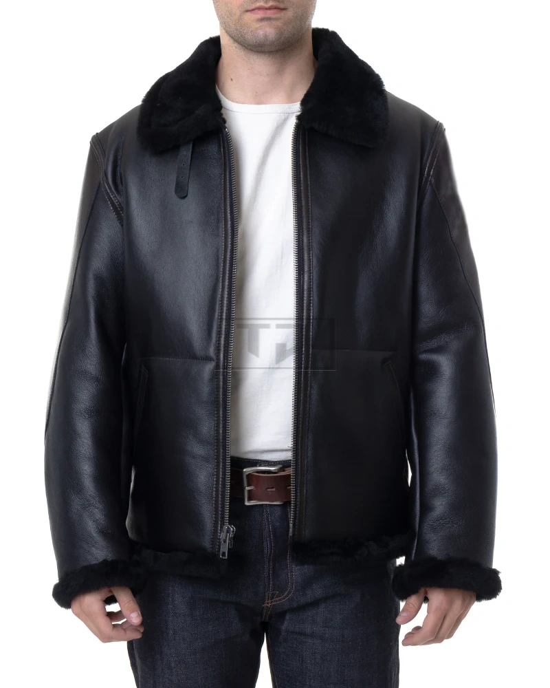 Men's Sheepskin B3 Jacket In Black - image 2