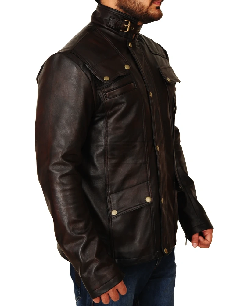 Mens Dark Brown Leather Jacket - image 2