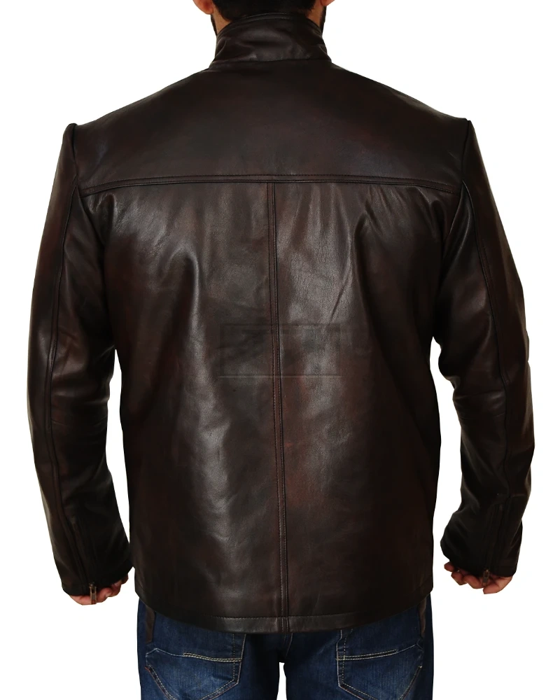 Mens Dark Brown Leather Jacket - image 3