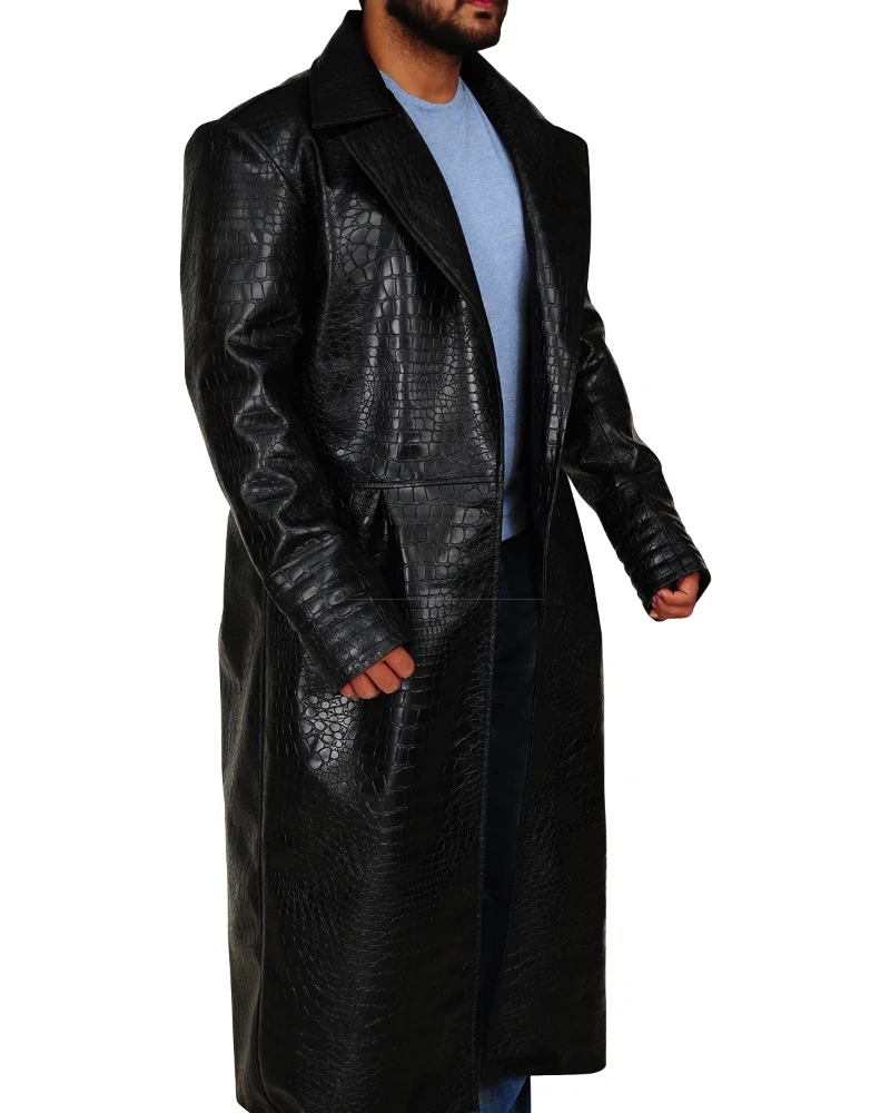 Men's Croc Pattern Leather Coat - image 3