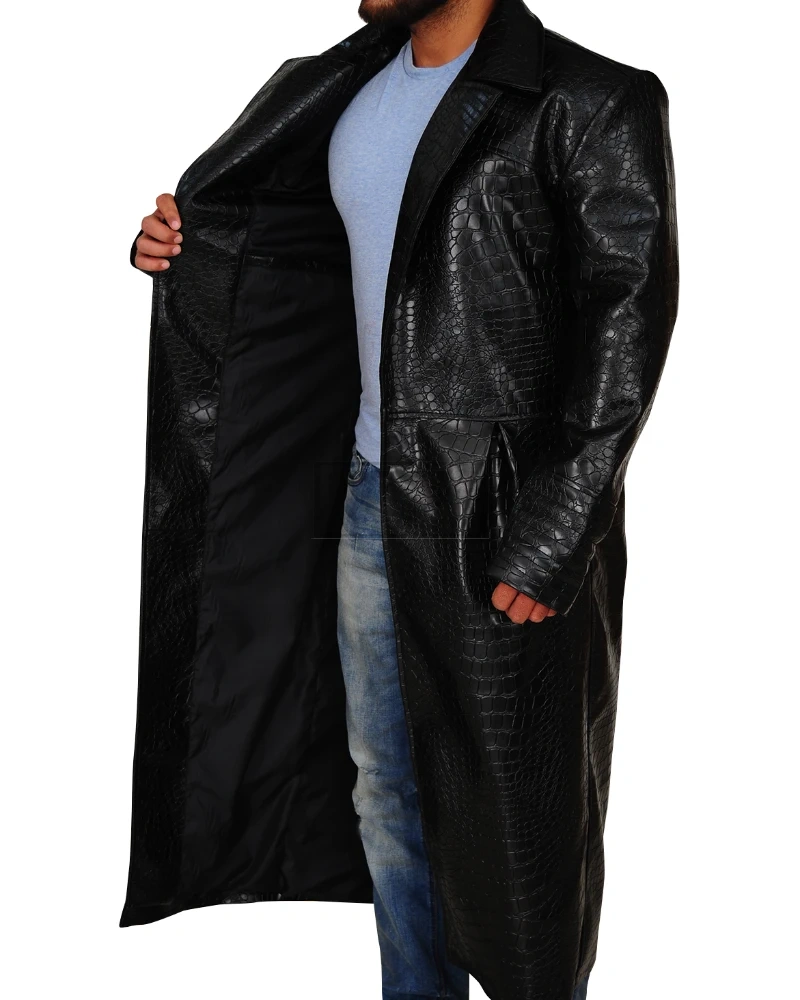 Men's Croc Pattern Leather Coat - image 4