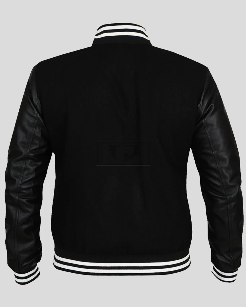 Men's Captivating Deep Black Varsity Jacket - image 3