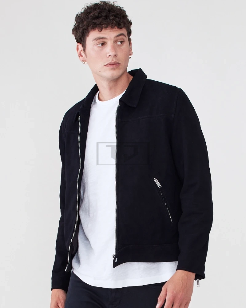 Men Black Suede Jacket - image 1