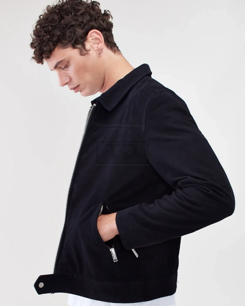 Men Black Suede Jacket - image 3