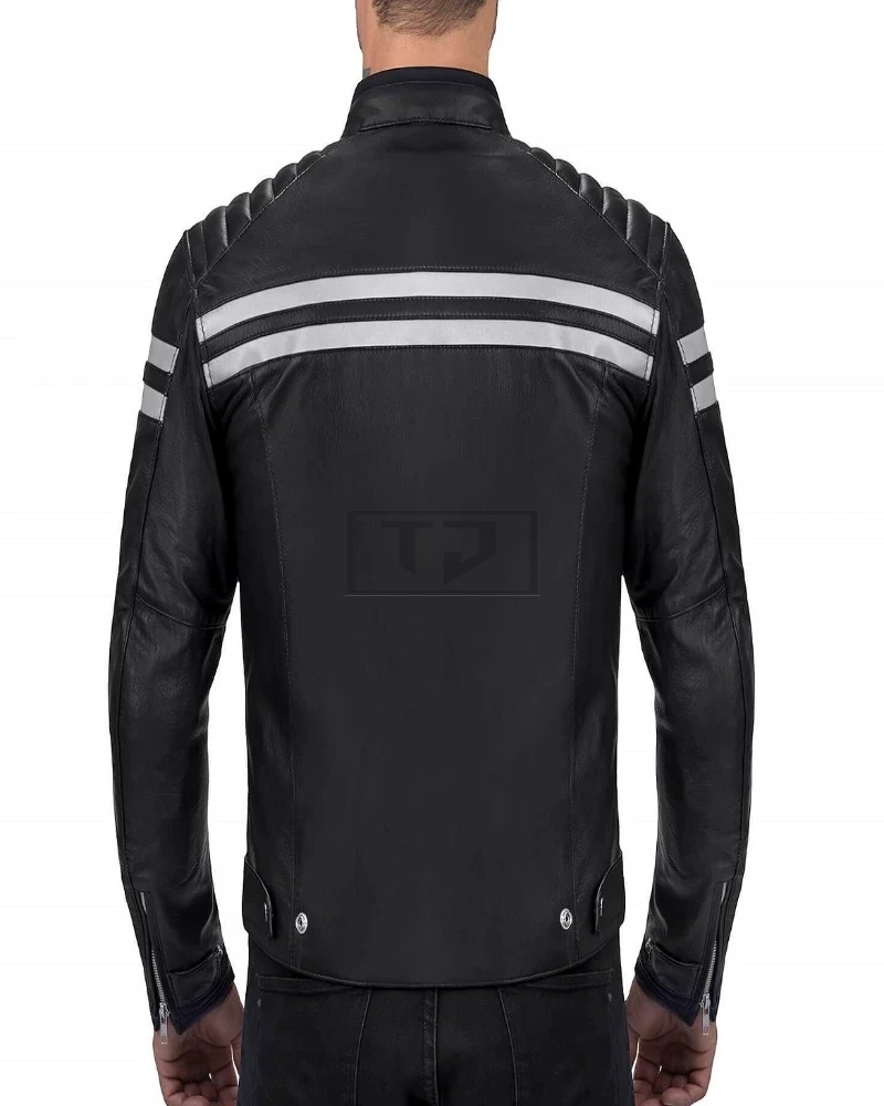 Men Black Jacket With White Strips - image 2