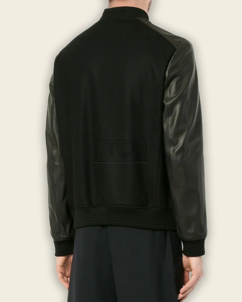 Men Black College Bomber Jacket - image 2