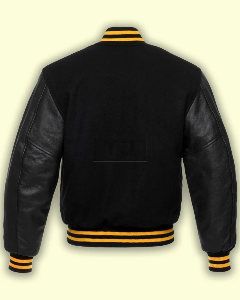 Jet Black Wool Varsity Jacket - image 2